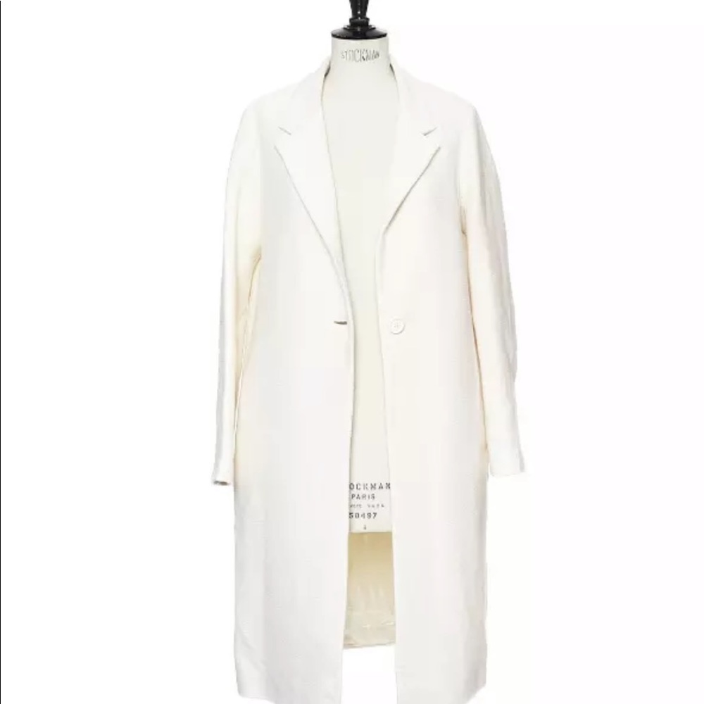 Maje Cotton Cotton Linen Long Coat Jacket Overcoat